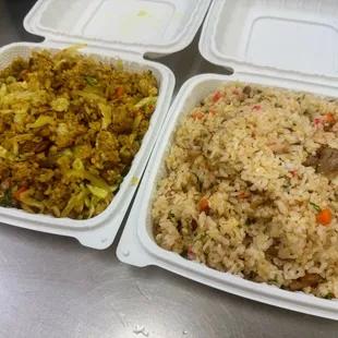 L curry fried rice R char siu fried rice
