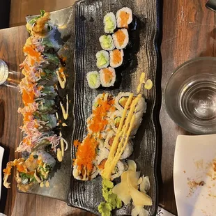 left to right: S2. golden spider roll, classic roll combo