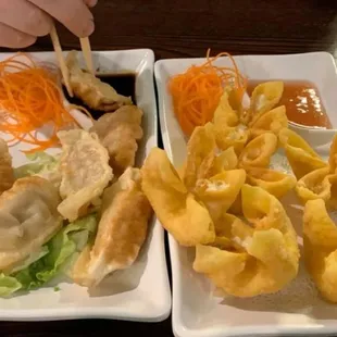 Gyoza and crab Rangoon
