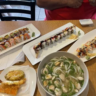 New York King, Hay fire, Crazy dog, and Ghost rider sushi rolls and Chicken Udon ALL AMAZING!!!