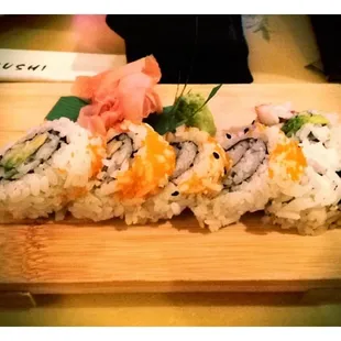 California roll was basically small (and I mean tiny) rolls of rice and a smudge of avocado with bits of miscellaneous. Bad.