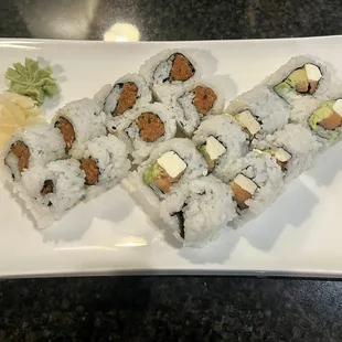 Spicy Tuna Roll and Philadelphia Roll
