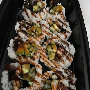 a closeup of the sushi