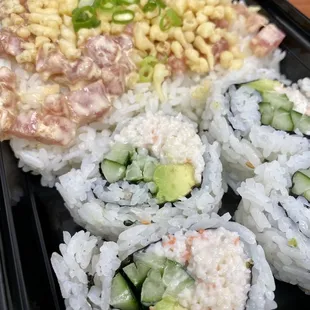 Spicy Ahi Combo with California Roll. I added the crunchies.