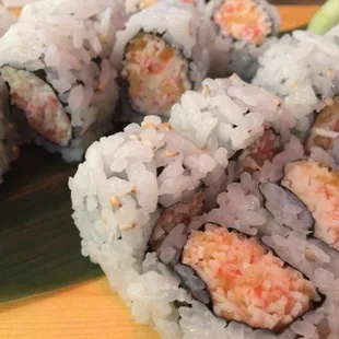 Spicy crunch crab roll. Get it with some eel sauce too. Mmm.