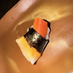 surf clam nigiri, super small piece but very good!