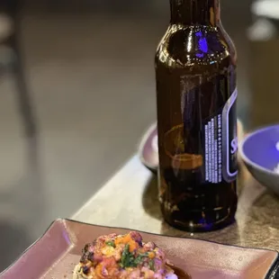 Baked Lobster roll and Sapporo