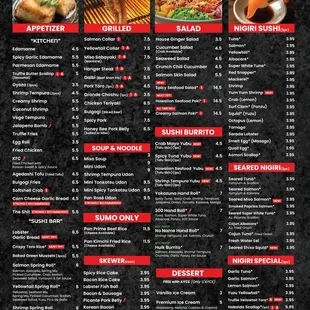 UPDATED MENU FROM THEIR WEBSITE