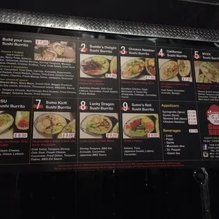 the menu of the restaurant