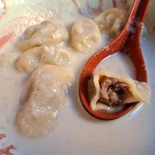 Inside look of Banshtai Tsai, Mongolian beef dumplings (bansh). Order 1 day in advance.
