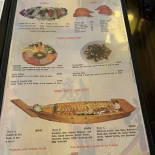 a menu for sushi