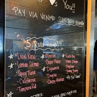5 sushi rolls for $39 special