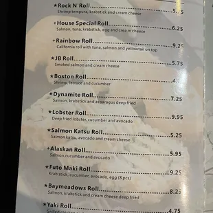 menu
