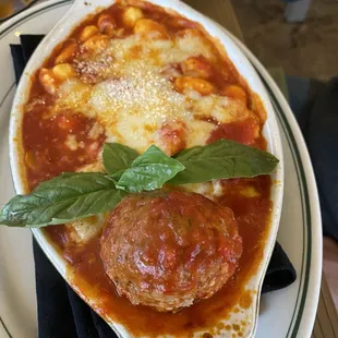 Baked gnocchi and meatball