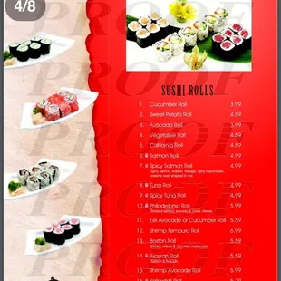 the menu for the restaurant