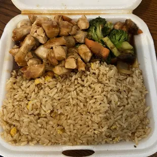 Hibachi chicken with fried rice. $10.15