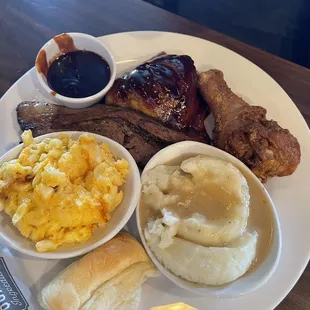 3 Meat Plate Auntie Monicas Baked Beans Grandma Cookies Greens Corn Bread