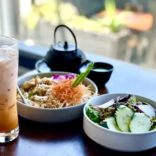 Pad Thai Chicken, Thai Iced Tea, Larb Gai Salad