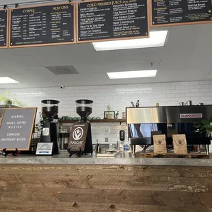 menus and coffee machines