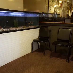 Small seating area with fish tank