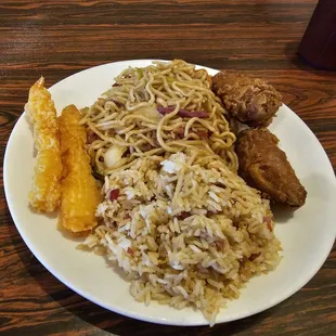 No.2 Chow mein and Rice and chicken and shrimp for Dinner for 198!!