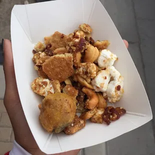 Caramel cashew mashmellow bacon praline and a bacon hush puppy I stole from Albert K haha