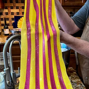 Beet and turmeric handmade pasta