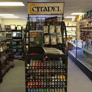 We carry many paints and miniature accessories.