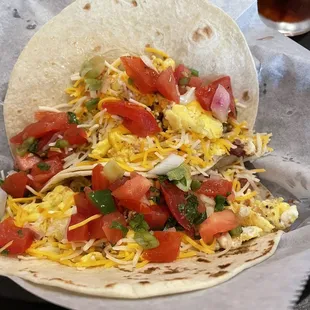 a taco and a drink