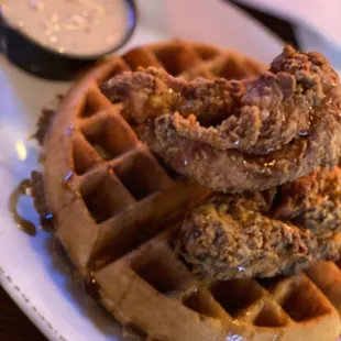 Chicken &amp; waffles with side of gravy