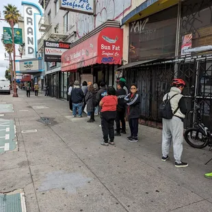 NYE, line out the door, Dec 31, 2023