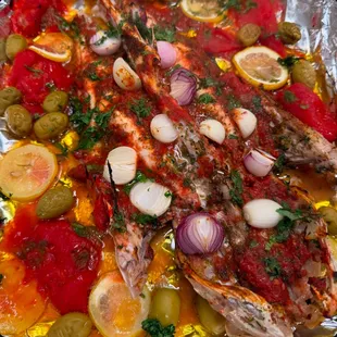 My Italian whole roasted yellow gurnard dish