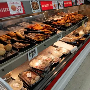 a variety of baked goods on display