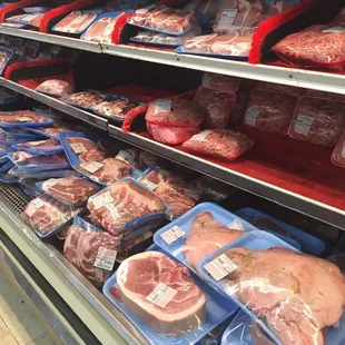 a meat section in a grocery store