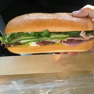 Spectacular Bahn Mi Sandwich made by a very pleasant young lady at Sun Foods on Sunday afternoon.