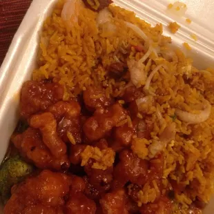 General tsos chicken combo half eaten