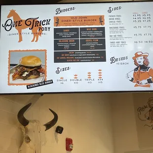 Menu for One Trick Pony