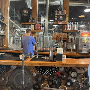 a man working behind the bar