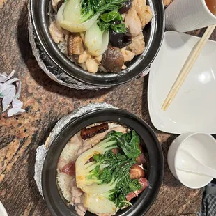 Chicken and Mushroom Clay Pot.  Meatloaf and Spare Rib Clay Pot