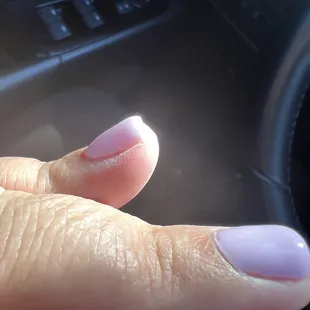 Flooded polish going over my cuticle. These will start lifting in a week or less.