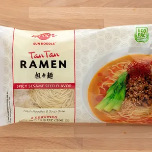 Sun Noodle Tan Tan Ramen - 2 servings of noodles &amp; soup base.  Thin and wavy noodles paired with a bold chili flavored broth.