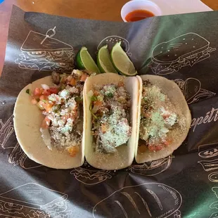 two tacos on a wrapper