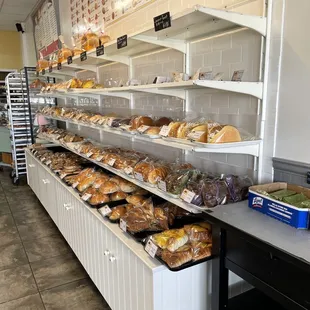 shelves of bread and pastries