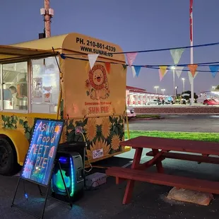 a food truck parked in a parking lot