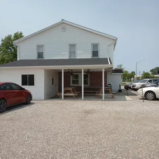 a car parked in front of a house