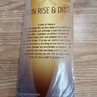 menu