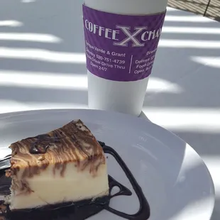 a piece of cake and a cup of coffee