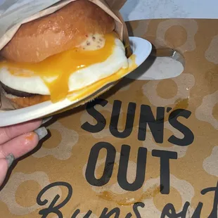 Eggs and Sausage Burger