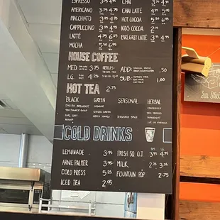 Drink menu