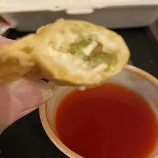 Inside crab Rangoon